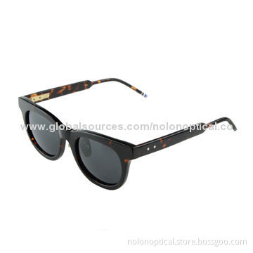 High quality acetate sunglasses, with yellow polarized lens in dark tortoise